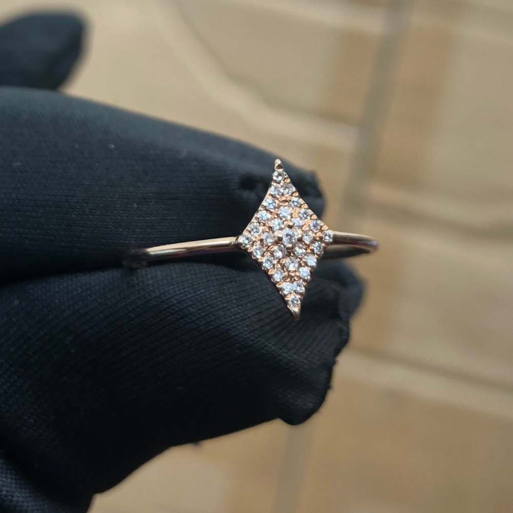 14k Rose Gold Diamond Shape 0.12ct Diamond Ring - Picture 5 of 6